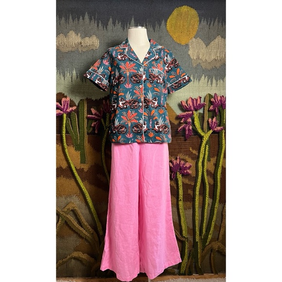 Anthropologie Smocked Linen Pants M - Picture 9 of 12